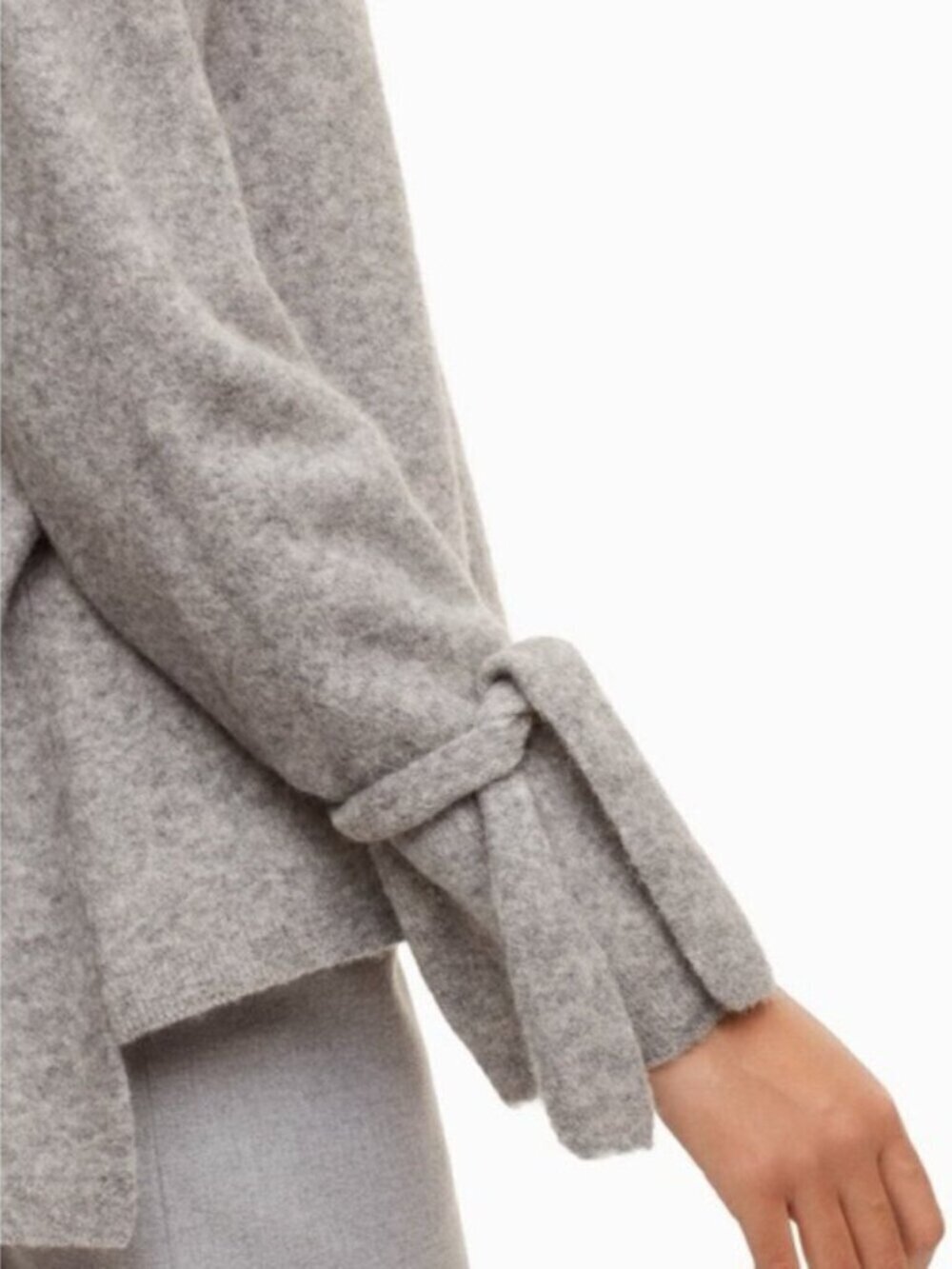 Aritzia Babaton Malcorra Wool Alpaca Blend Oversized Tie Sweater Grey Size Small - Picture 2 of 7